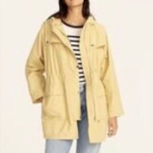 J.Crew Lightweight Yellow Zip Button Nylon Hooded Utility Jacket Size‎ Small